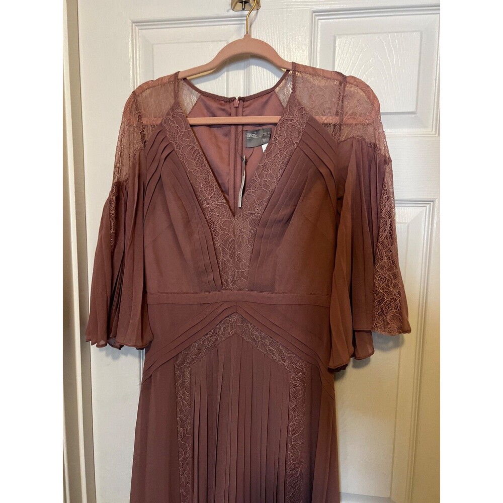 Asos Dress Womens Sz 6 UK 10 Pink Blush Dusty Rose Lace Lined TALL - Picture 12 of 16